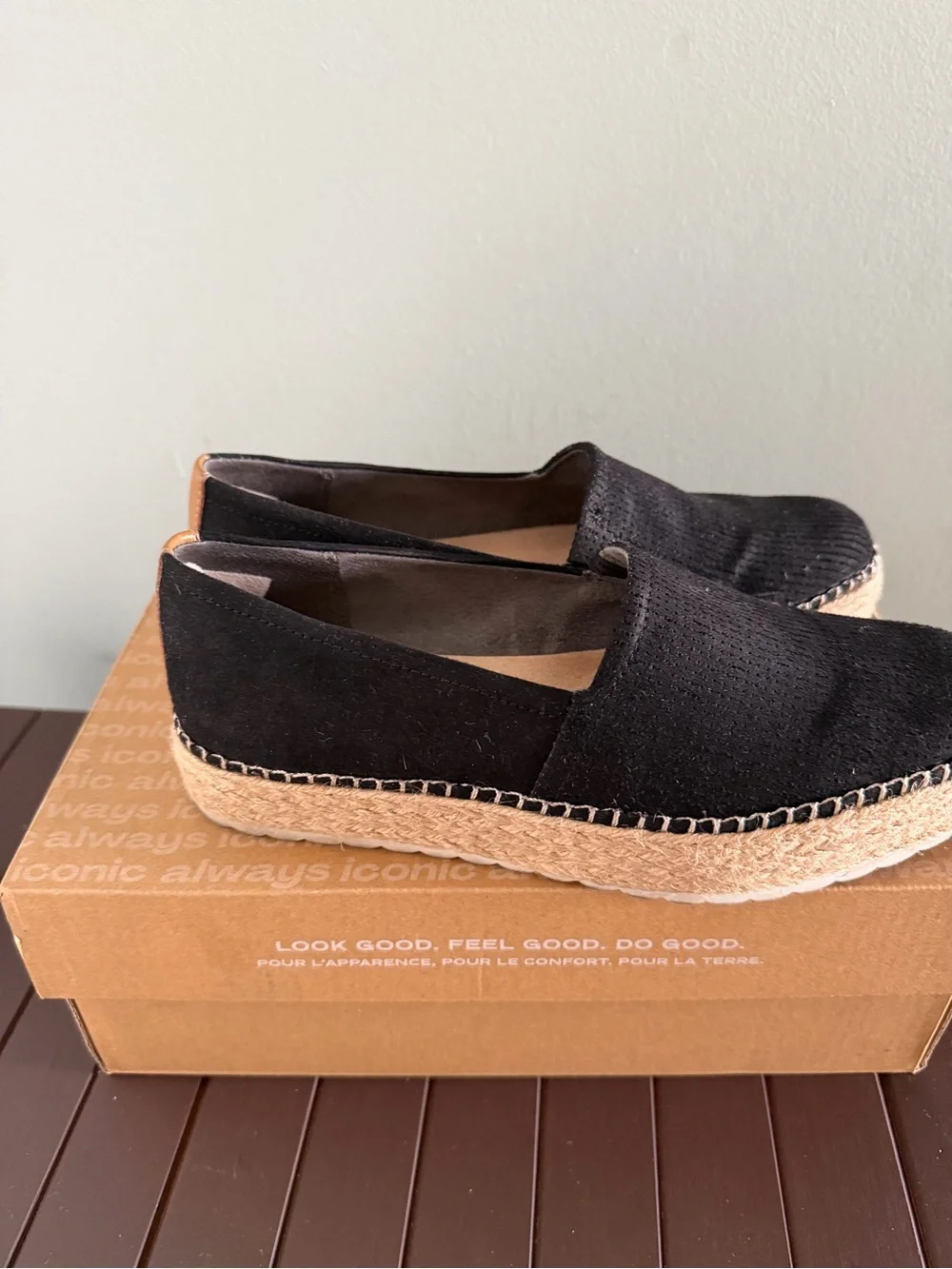 Dr. Scholl's Black Espadrille Platform Slip-On Flats